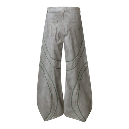 Street Personality Contrast Line Loose Casual Pants