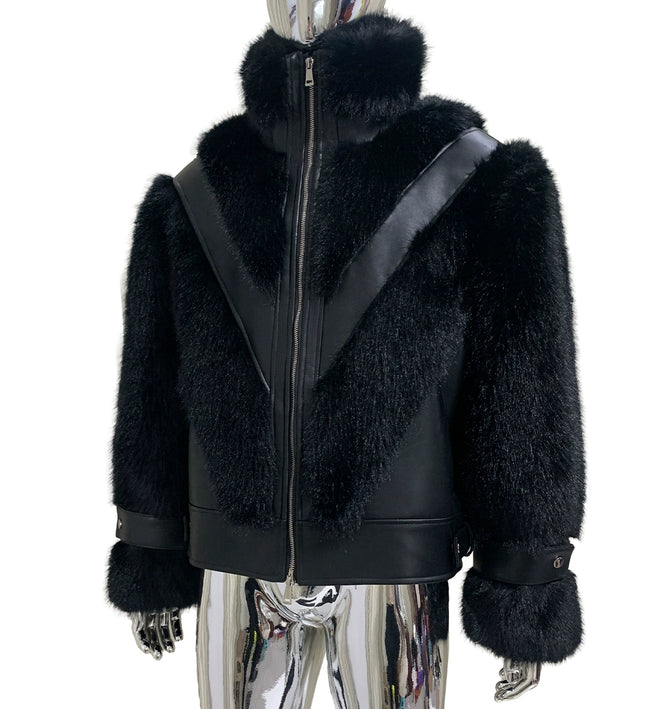 Cropped Color Block Padded Jacket