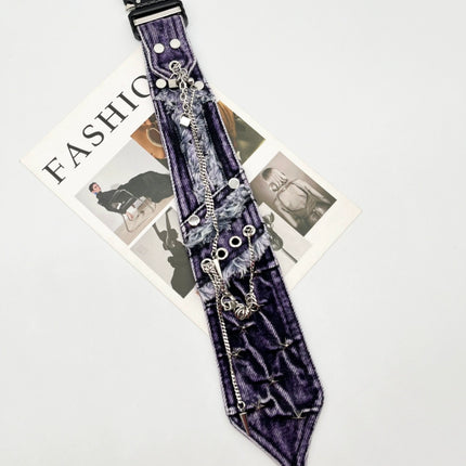 Lechao original trendy brand purple denim tie