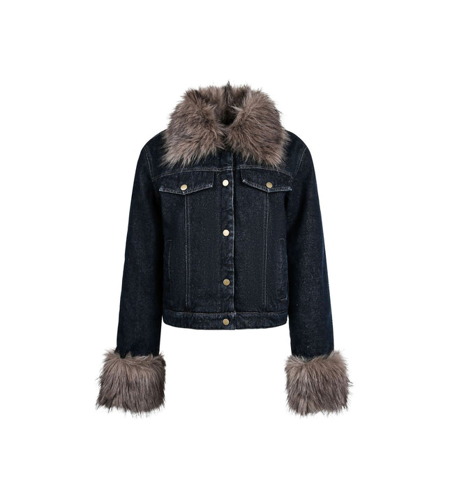 Cropped Biker Denim Jacket