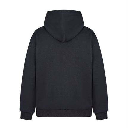 high street trendy zip Letter print hoodie