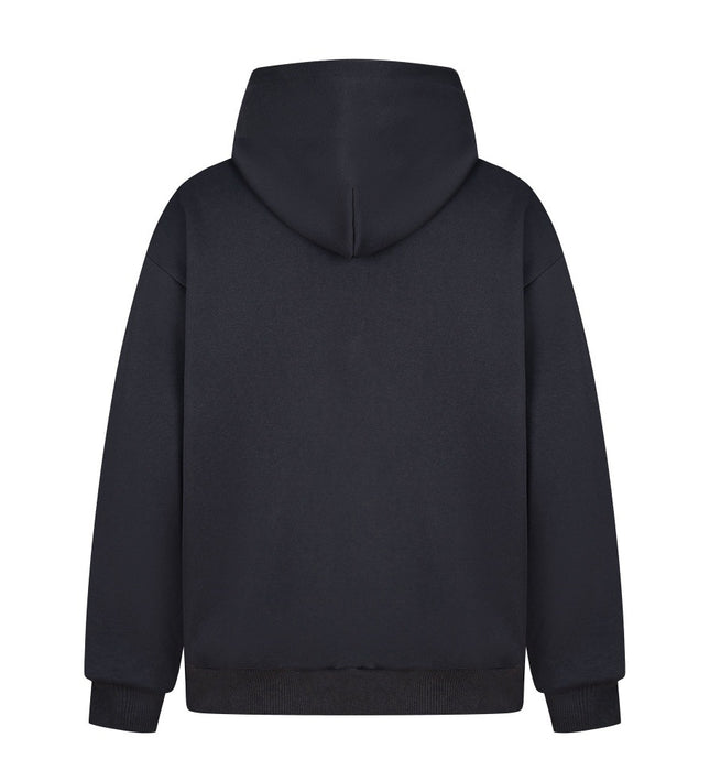 high street trendy zip Letter print hoodie