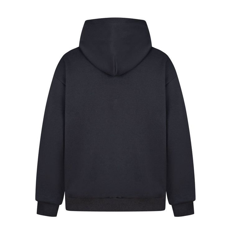high street trendy zip Letter print hoodie