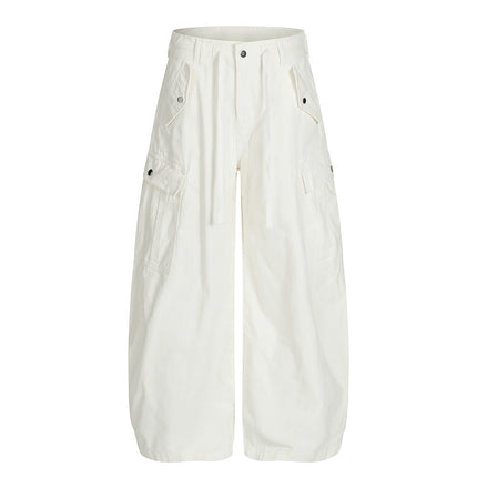 Workwear wide-leg slacks men's high street American vibe trendy design sense multi-pocket loose silhouette scimitar trousers
