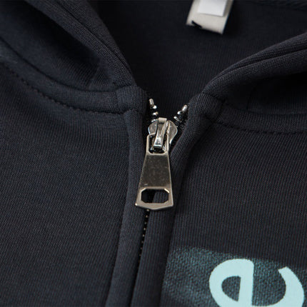high street trendy zip Letter print hoodie
