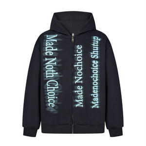 high street trendy zip Letter print hoodie