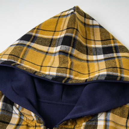 two sided plaid hooded jacket on both sides