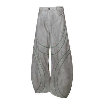 Street Personality Contrast Line Loose Casual Pants