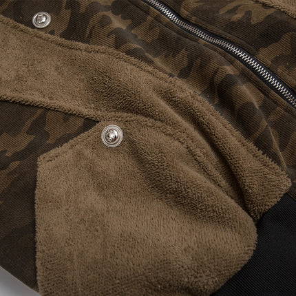 Fur collar camouflage, deconstructed splicing, thickened cargo jacket