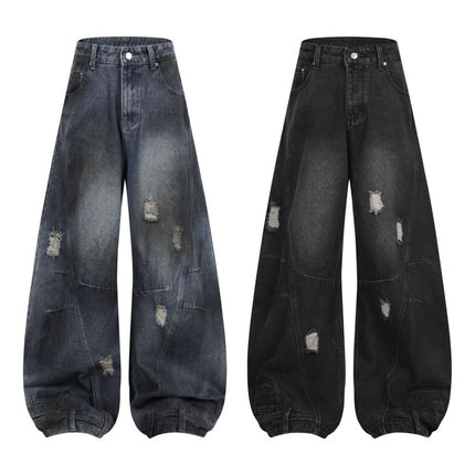 Retro Washed Ripped & Stitch Jeans—3376 - TALKLESSFASHION