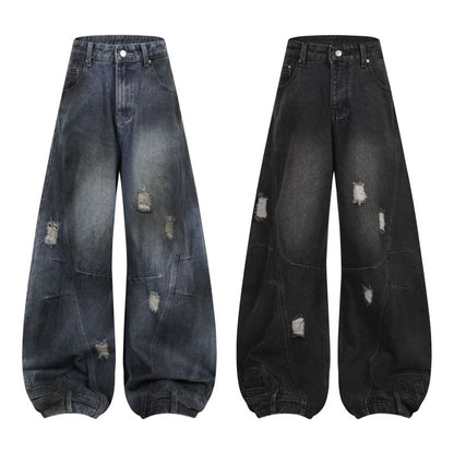 Retro Washed Ripped & Stitch Jeans—3376 - TALKLESSFASHION