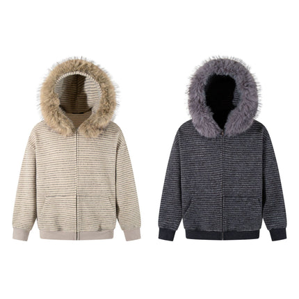 Striped Hooded Hooded Sweatshirt Jacket