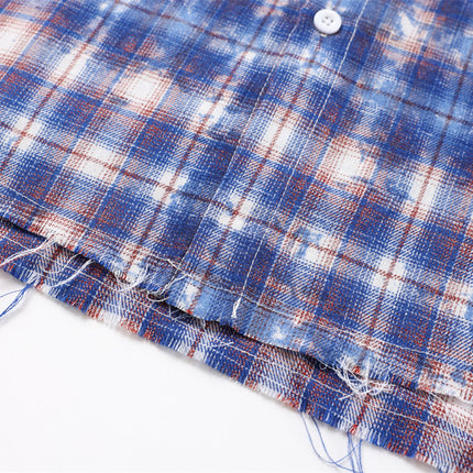 American vintage distressed plaid long sleeve