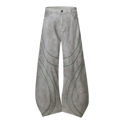 Street Personality Contrast Line Loose Casual Pants