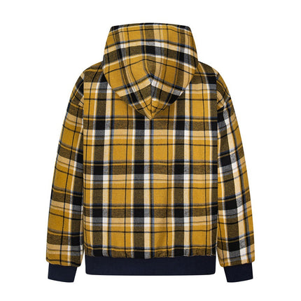 two sided plaid hooded jacket on both sides