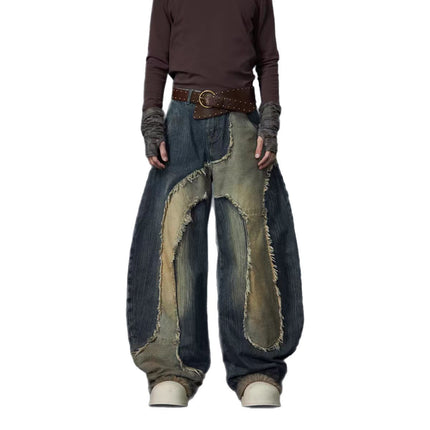 stand collar structure Unisex denim jacket & scimitar jeans