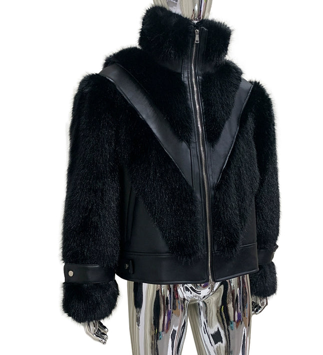 Cropped Color Block Padded Jacket