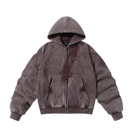 TALKLESS Washed Distressed ZIP-UP Hoodie—4226 - TALKLESSFASHION