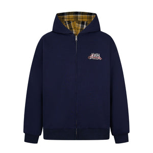 two sided plaid hooded jacket on both sides