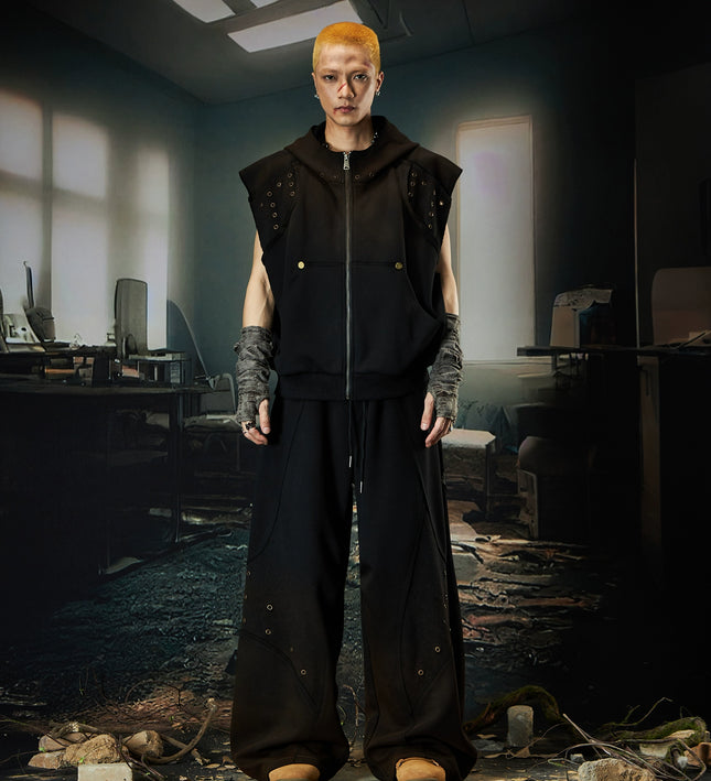Wasteland Cropped Hooded Vest & Slacks Set