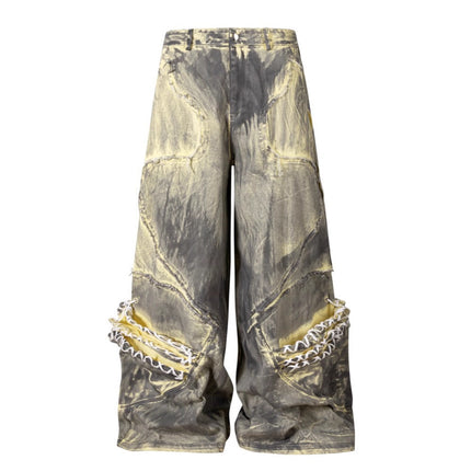 Retro Street Distressed Washed Jeans