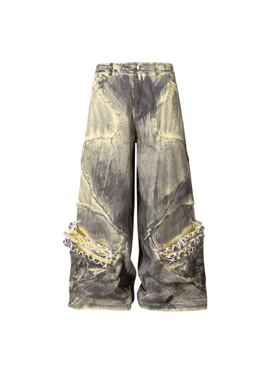 Retro Street Distressed Washed Jeans