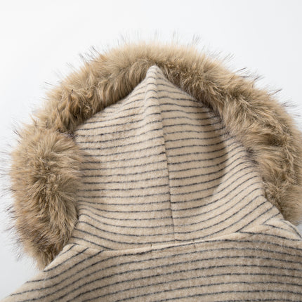 Striped Hooded Hooded Sweatshirt Jacket