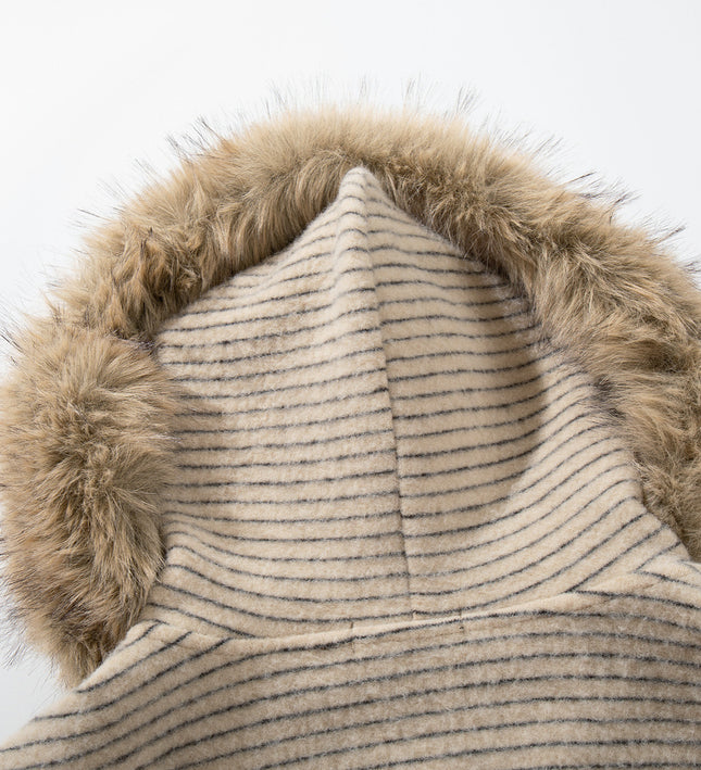 Striped Hooded Hooded Sweatshirt Jacket