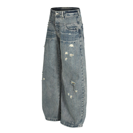Punk ripped distressed washed jeans