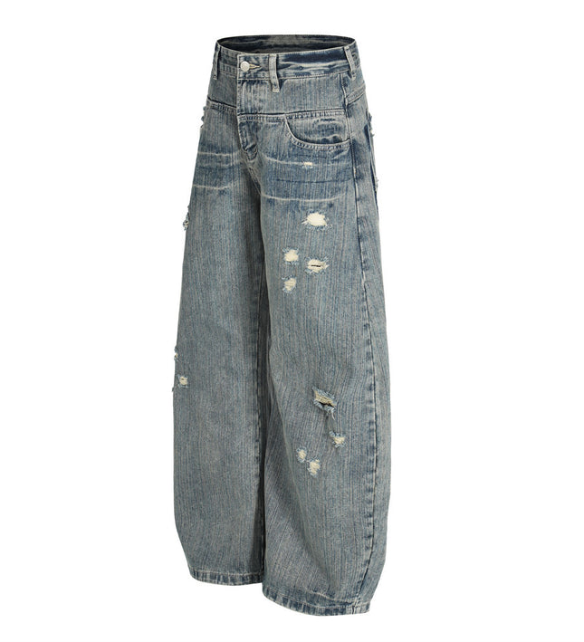 Punk ripped distressed washed jeans