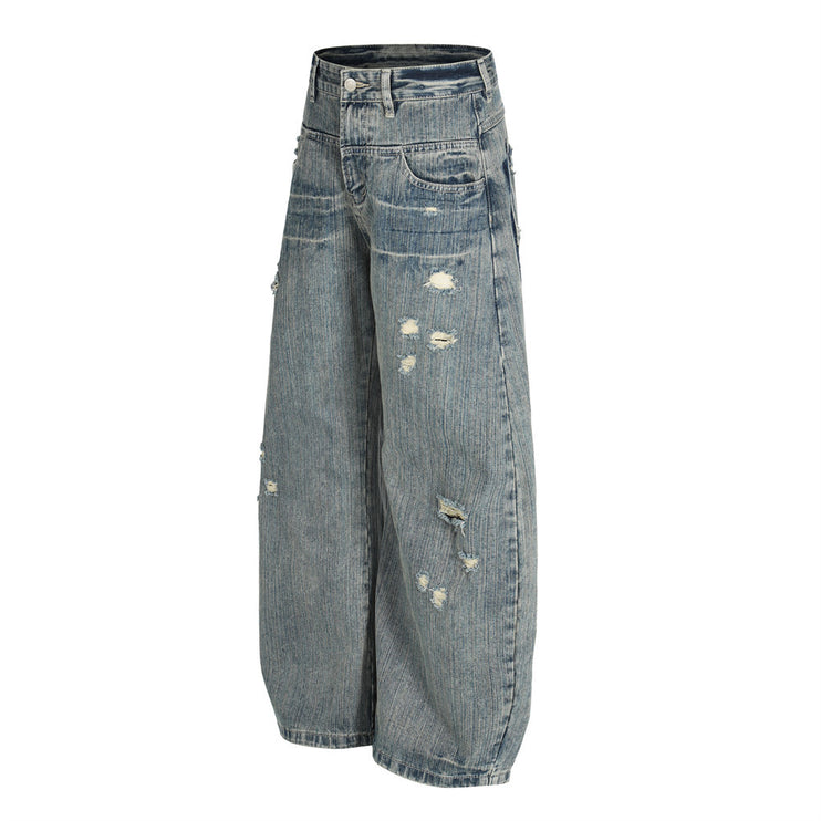 Punk ripped distressed washed jeans