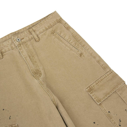palm print design casual cargo trousers