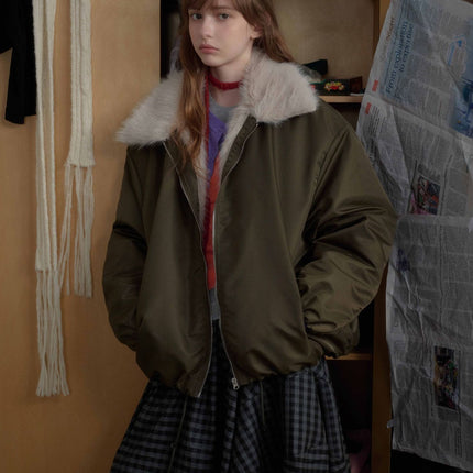 Retro Contrast Stitching Loose Padded Jacket