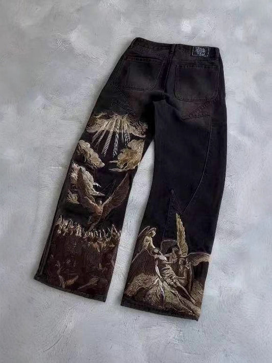 Batwave Streetwear embroidered Jeans