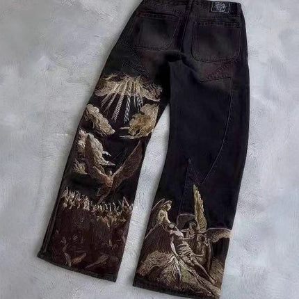 Batwave Streetwear embroidered Jeans