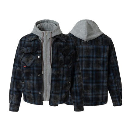 Real Shot American Vintage Check Fake Two Piece Hooded Padded Jacket