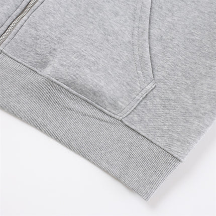 American trendy hooded sweatshirt men's autumn and winter heavy 400G design metal studded loose jacket