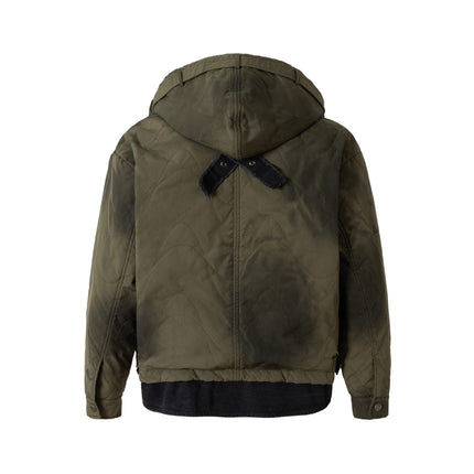 Heavy Industry Spray Print Stitching Fake Two Padded Jacket