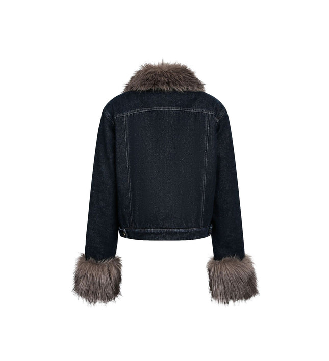 Cropped Biker Denim Jacket