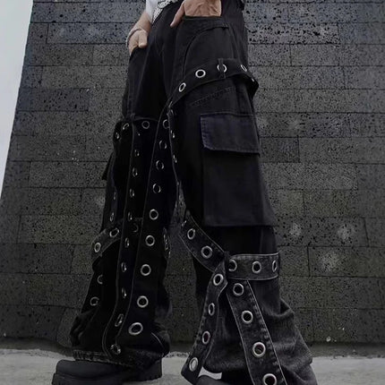 Dark retro washed shoulder pads ripped denim jacket