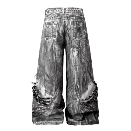 Retro Street Distressed Washed Jeans