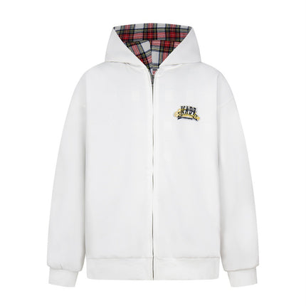 two sided plaid hooded jacket on both sides