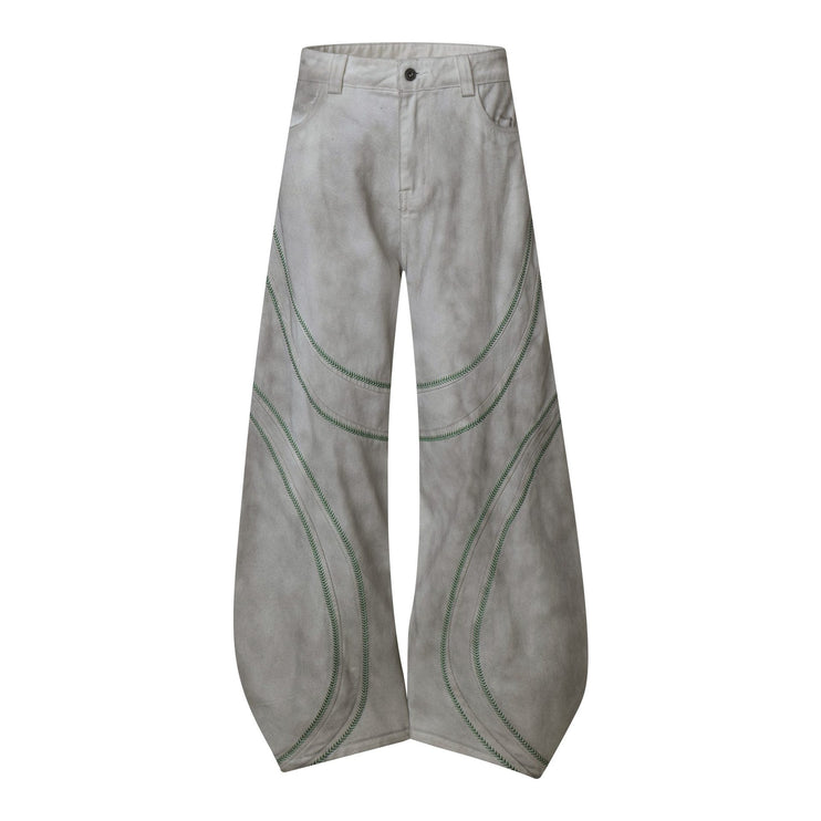 Street Personality Contrast Line Loose Casual Pants