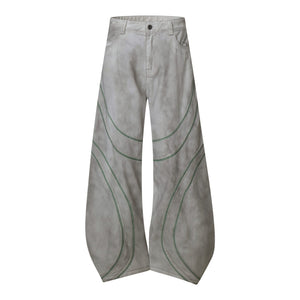 Street Personality Contrast Line Loose Casual Pants