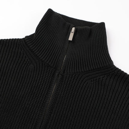 American Vintage Stand Collar Double Open Chain cleantif Knitted Cardigan