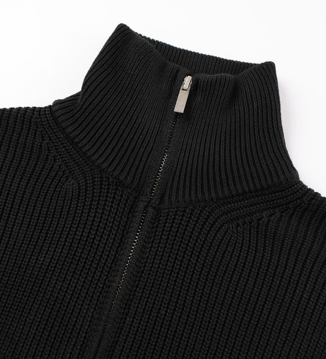 American Vintage Stand Collar Double Open Chain cleantif Knitted Cardigan