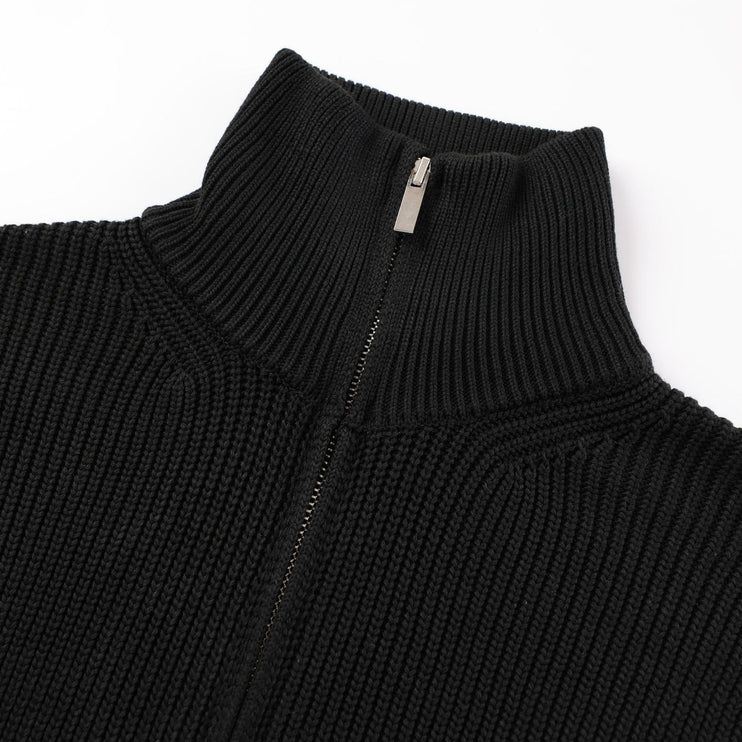 American Vintage Stand Collar Double Open Chain cleantif Knitted Cardigan