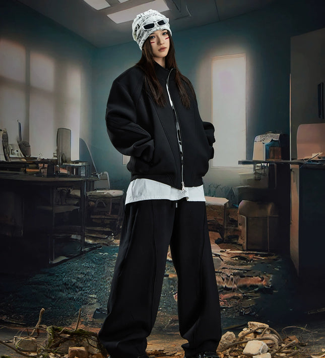 Deconstructed High-Weight Zipper Sweat Set