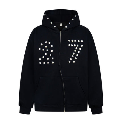 irregular twist zipper cardigan sweatshirt