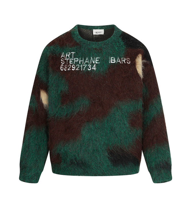 Camo Fringe Fleece Sweater